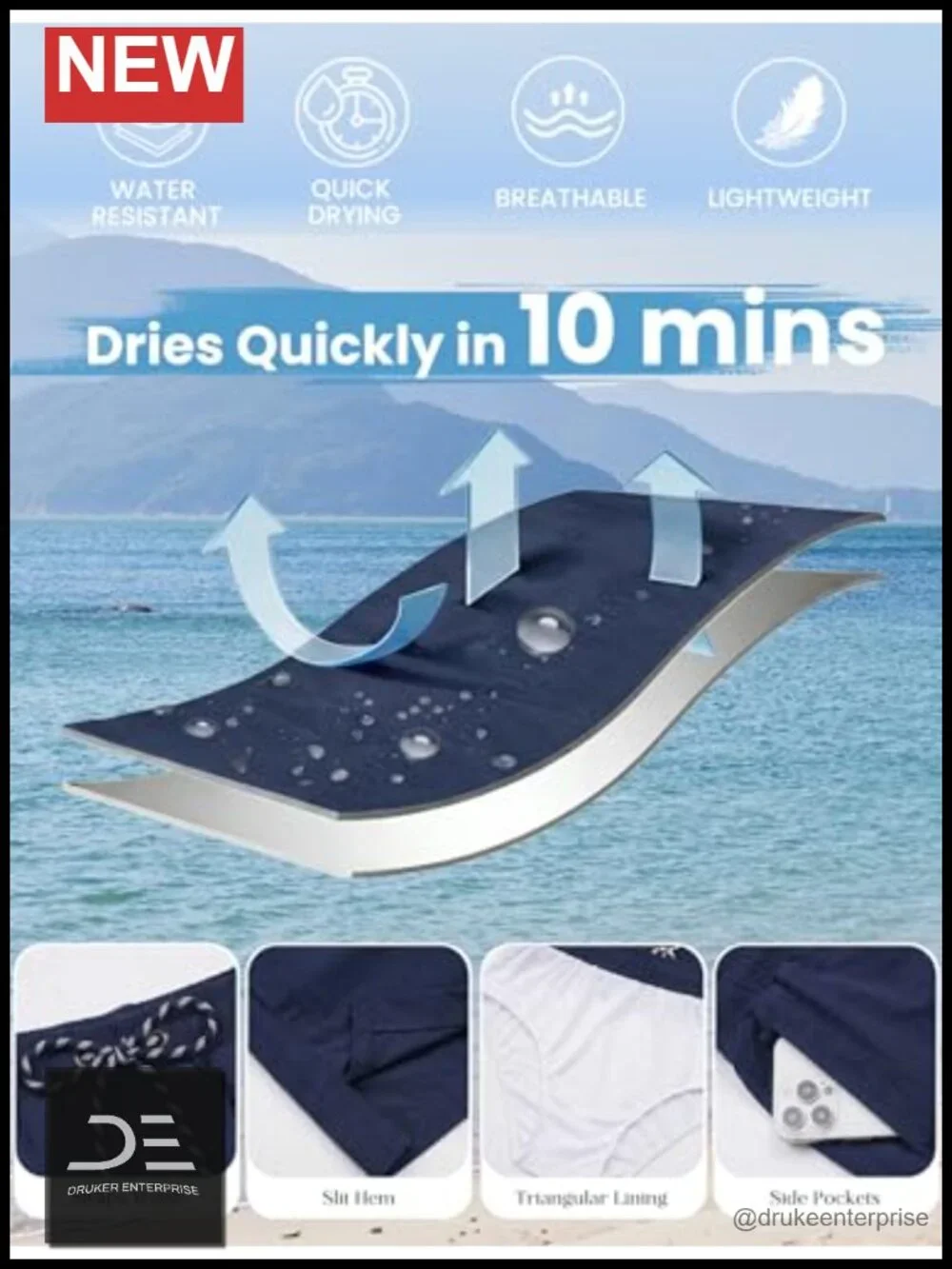 Quick Dry 7'' Swim Trunks with Mesh Liner and Pockets
